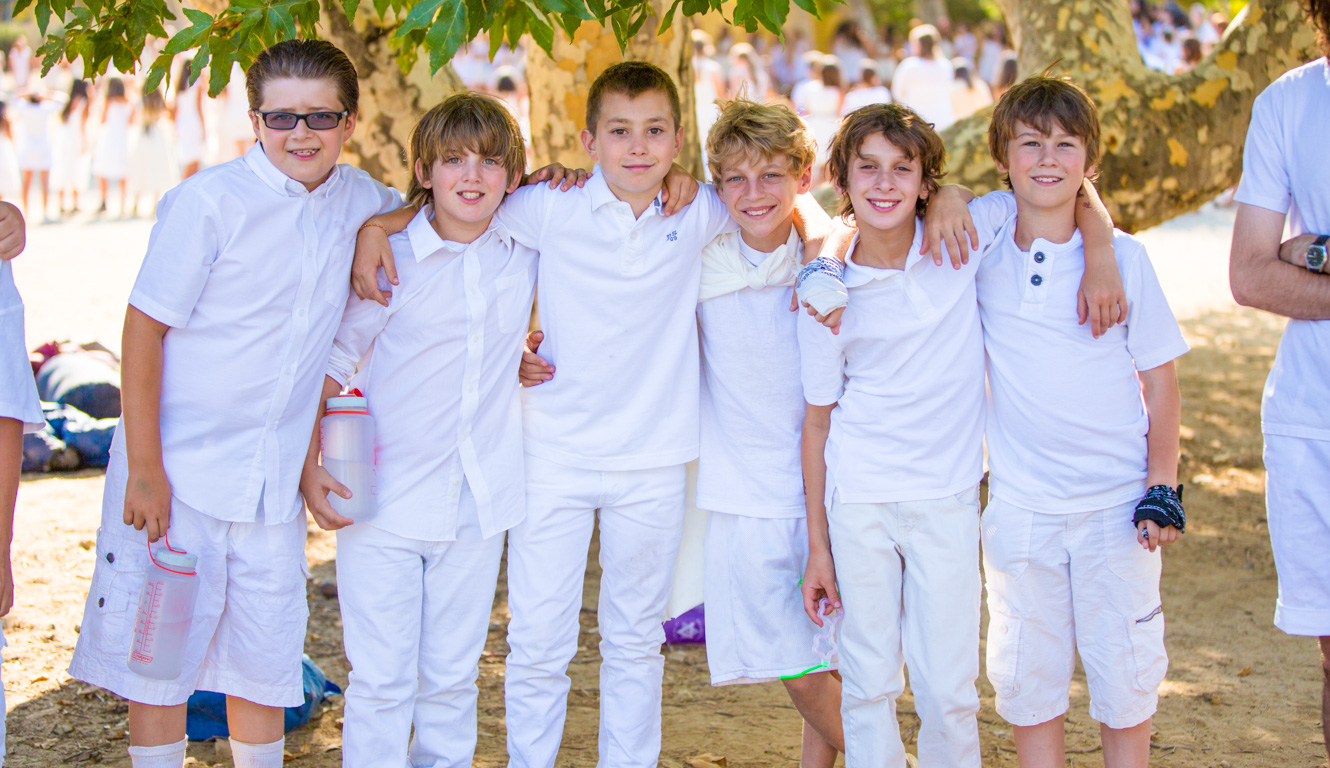 Group of boy campers taking a group photos