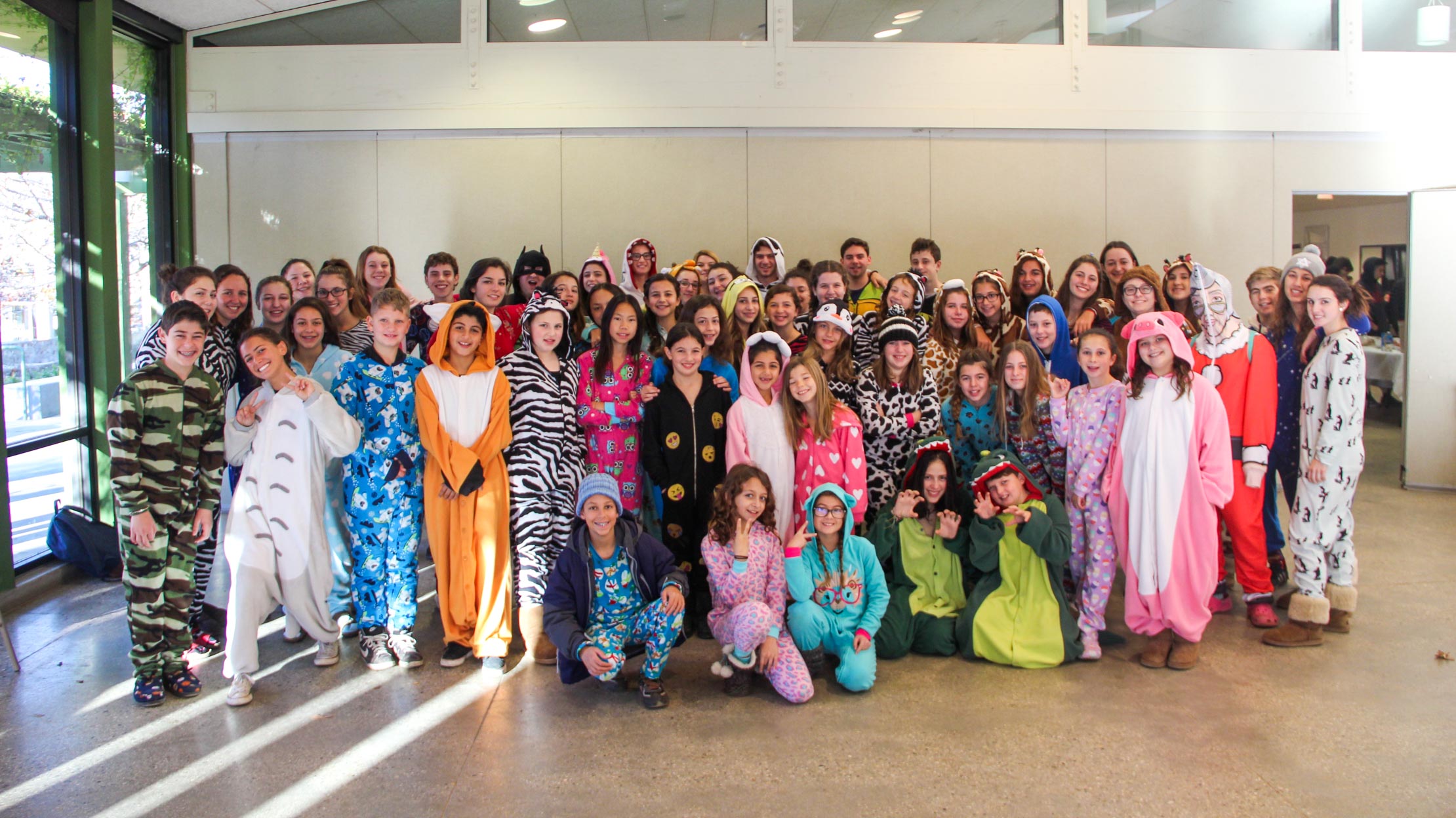 Campers in pajamas for winter camp