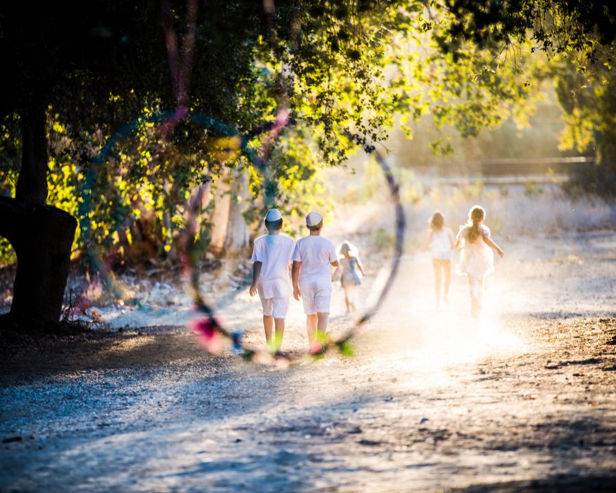 Campers walking along a path